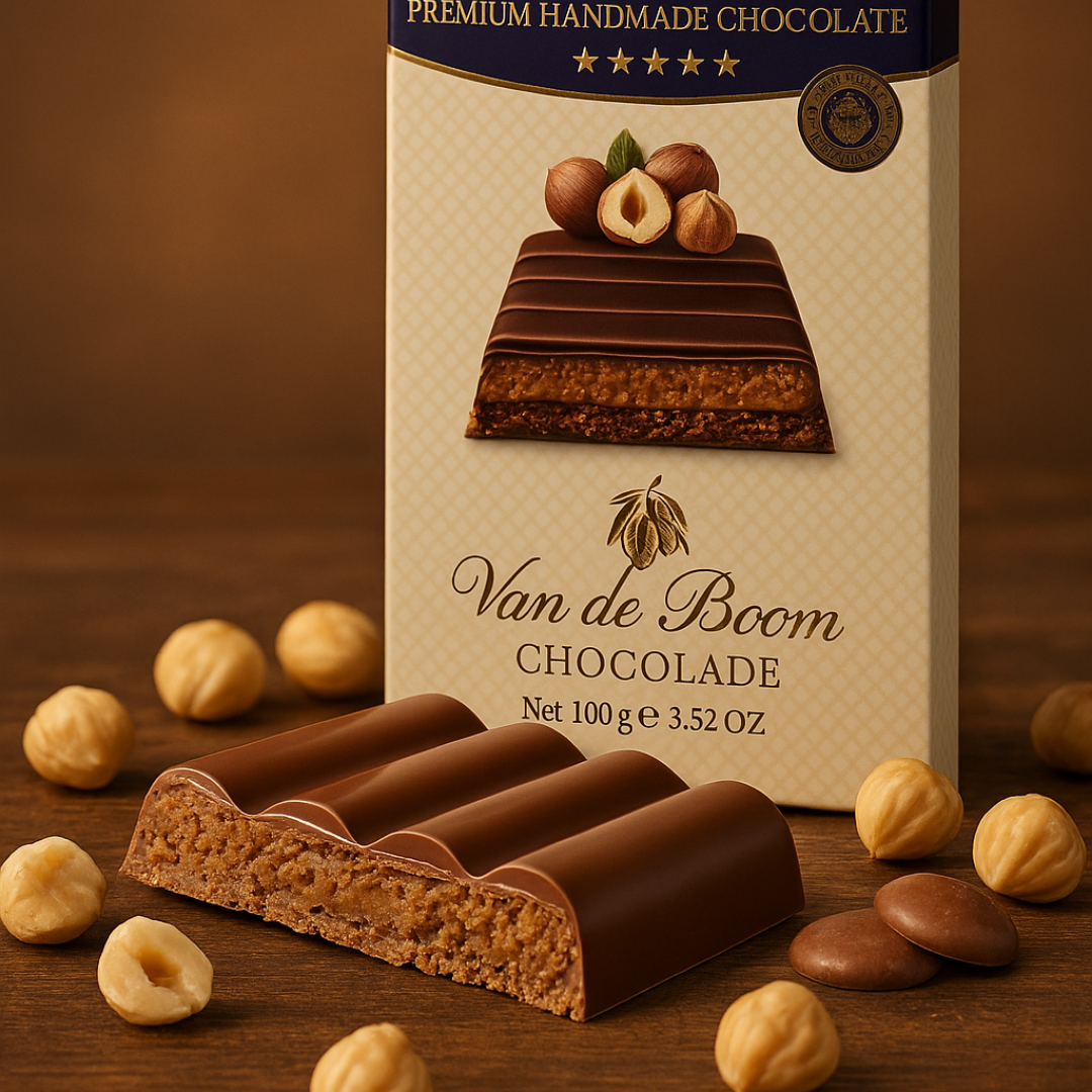 Hazelnoot Luxe – Chocoladereep 100g met 100% Hazelnoten