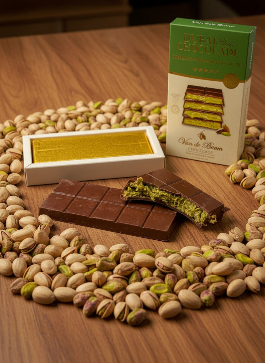 Dubai Style – XXL Chocoladereep 190g met 100% Pistache & Kadayif